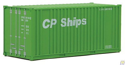 Walthers Scenemaster 8010 HO Scale 20' Corrugated Container with Flat Panel - Assembled -- CP Ships (green, white)