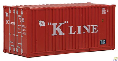 Walthers Scenemaster 8013 HO Scale 20' Corrugated Container with Flat Panel - Assembled -- K-Line (red, white)