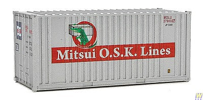 Walthers Scenemaster 8014 HO Scale 20' Corrugated Container with Flat Panel - Assembled -- Mitsui OSK Lines (gray, red, Alligator Logo)