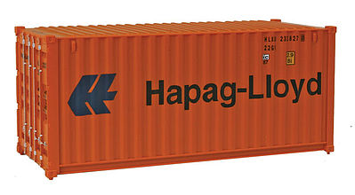 Walthers Scenemaster 8055 HO Scale 20' Corrugated Container - Assembled -- Hapag-Lloyd (orange, blue)