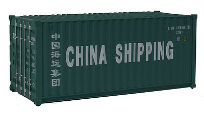 Walthers Scenemaster 8056 HO Scale 20' Corrugated Container - Assembled -- China Shipping (green, white; Billboard Lettering)