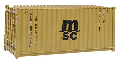 Walthers Scenemaster 8057 HO Scale 20' Corrugated Container - Assembled -- Mediterranean Shipping Co. (MSC) (brown)