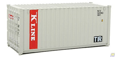 Walthers Scenemaster 8065 HO Scale 20' Corrugated Container - Assembled -- K-Line (gray, red, white)