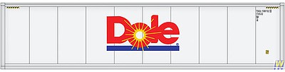 Walthers Scenemaster 8359 HO Scale 40' Hi-Cube Smooth-Side Reefer Container - Assembled -- Dole (white, red, blue)