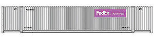 Walthers Scenemaster 8504 HO Scale 53' Singamas Corrugated Side Container - Ready to Run -- FedEx MultiModal (gray, purple)