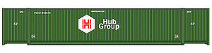 Walthers Scenemaster 8505 HO Scale 53' Singamas Corrugated Side Container - Ready to Run -- Hub Group (green, white, red)