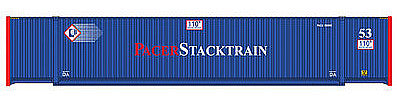 Walthers Scenemaster 8507 HO Scale 53' Singamas Corrugated Side Container - Ready to Run -- Pacer Stacktrain (blue, white, red)