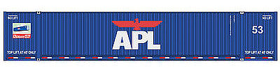 Walthers Scenemaster 8511 HO Scale 53' Singamas Corrugated-Side Container - Ready to Run -- American President Lines (blue, white, red; Lower Sill Stripes)
