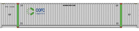 Walthers Scenemaster 8540 HO Scale 53' Singamas Corrugated-Side Container - Assembled -- COFC (gray, green)