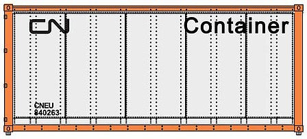 Walthers Scenemaster 8653 HO Scale 20' Smooth-Side Container - Ready to Run -- Canadian National (white, black; Noodle Logo)