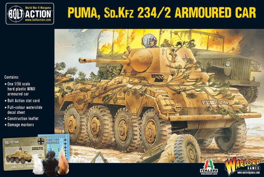 Warlord Games 12009 28mm Bolt Action: WWII Puma SdKfz 234/2 German Armored Car (Plastic)
