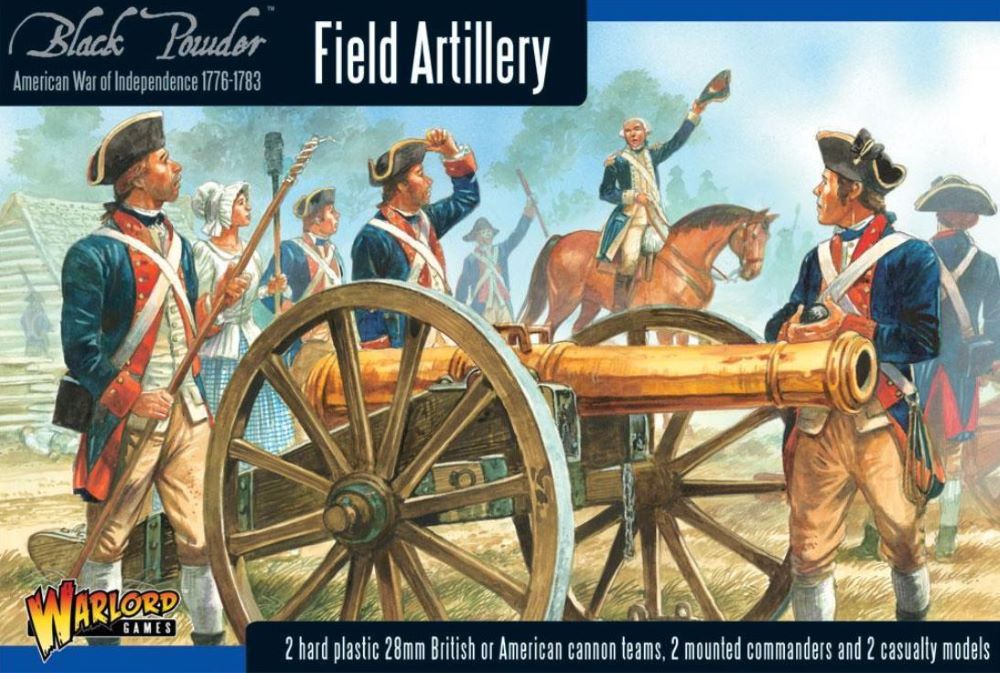 Warlord Games 13401 28mm Black Powder: Field Artillery 1776-1783 (2 Mtd Figs, 2 Casualty Figs, 2 Cannons) (Plastic)