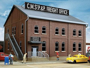 Walthers Cornerstone 2953 HO Scale Brick Freight Office -- Kit - 8-13/16 x 9 x 6-1/8" 22.4 x 22.9 15.6cm