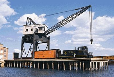 Walthers Cornerstone 3067 HO Scale Pier & Traveling Crane -- Kit - Pier: 12-5/8 x 5-3/4 x 1-1/2"; Crane: 4 x 4 x 9-1/8"