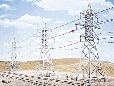 Walthers Cornerstone 3121 HO Scale High-Voltage Transmission Tower -- pkg(4) - Kit - 2-1/2 x 2-1/2 x 9-3/8" 6.4 x 6.4 x 23.8cm