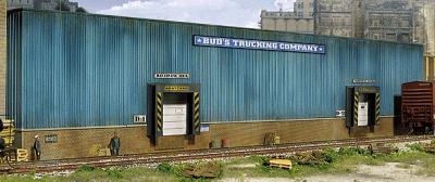 Walthers Cornerstone 3192 HO Scale Bud's Trucking Company Background Building -- Kit - 19 x 1-1/8 x 4" 48.2 x 2.8 x 10.1cm