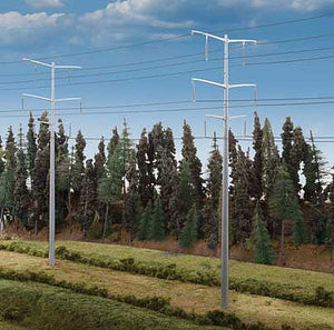 Walthers Cornerstone 3343 HO Scale Modern High Voltage Transmission Towers - Kit -- Each Pole Stands 9-3/4" 24.7cm Tall