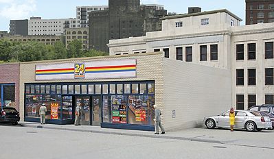 Walthers Cornerstone 3477 HO Scale 24-Seven Quick Mart -- Kit - 7-1/8 x 5-3/8 x 2-5/8" 18 x 13.6 x 6.6cm