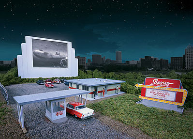 Walthers Cornerstone 3478 HO Scale Skyview Drive-In Theater -- Kit - Screen Holds Most 7" Tablets (7-7/8 x 5-5/16 x 9/32 to 15/32")