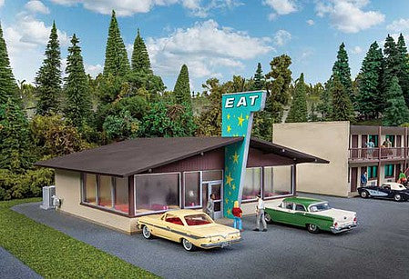 Walthers Cornerstone 3489 HO Scale Vintage Motor Restaurant -- Kit - 6-3/4 x 5-5/8 x 3-1/4" 17.1 x 14.2 x 8.2cm