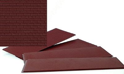 Walthers Cornerstone 3523 HO Scale Brick Sheet - 4 x 9-3/4" 10.1 x 24.7cm pkg(4) -- Dark Red