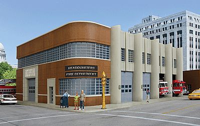 Walthers Cornerstone 3765 HO Scale Fire Department Headquarters -- Kit - 9-1/8 x 11-13/16 x 5-5/8" 23.5 x 30 x 14.3cm