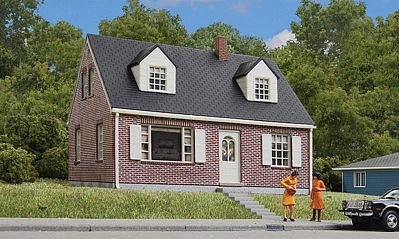 Walthers Cornerstone 3774 HO Scale Brick Cape Cod House -- Kit - 4-1/4 x 3-5/8 x 3" 10.7 x 9.2 x 7.6cm