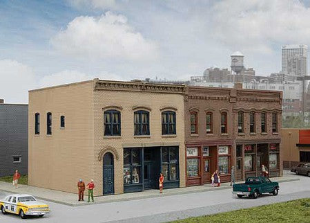 Walthers Cornerstone 3851 N Scale Merchant's Row III -- Kit - 6-3/8 x 3-7/8 x 2-13/16" 16.1 x 9.8 x 7.1cm