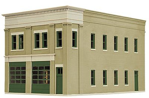 Walthers Cornerstone 4022 HO Scale Two-Bay Fire Station -- Kit - 8 x 4-7/8 x 5-1/2" 20.3 x 12.4 x 14cm