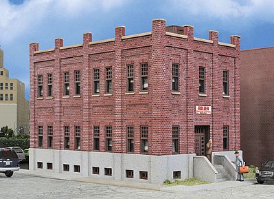 Walthers Cornerstone 4050 HO Scale Brick Office Building -- Kit - 7-11/16 x 5-1/4 x 5" 19.5 x 13.3 x 12.7cm