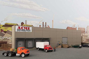 Walthers Cornerstone 4071 HO Scale Modern Concrete Warehouse Background Building -- Kit - Each: 16-5/8 x 1-3/4 x 4-1/2" 42.2 x 4.4 x 11.4cm