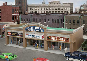 Walthers Cornerstone 4116 HO Scale Modern Shopping Center II -- Kit - 10-1/2 x 4-15/16 x 3-1/2" 26.6 x 12.5 x 8.8cm