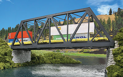 Walthers Cornerstone 4510 HO Scale Modernized Double-Track Railroad Truss Bridge -- Kit - 15 x 5 x 4-1/2" 38.1 x 12.7 x 11.4cm