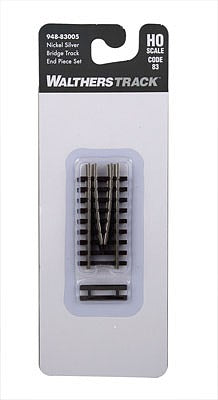 Walthers Track 83005 HO Scale Code 83 Nickel Silver Bridge Track End Piece Set