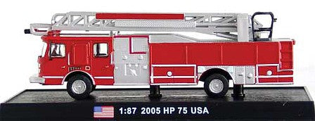 William Tell ACSF42 HO Scale 2005 E-ONE HP 75 Fire Ladder Truck - Assembled -- Red, Silver
