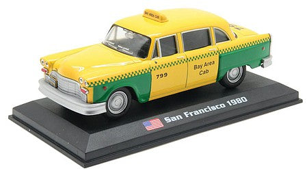 William Tell ACTX19 O Scale 1980 Checker Marathon - Assembled -- Bay Area Cab, San Francisco, California (yellow, green)