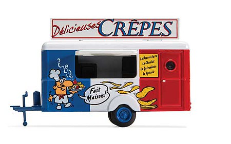 William Tell HC5000 HO Scale Concession Trailer - Assembled -- Crepes (blue, white, red; French Lettering)