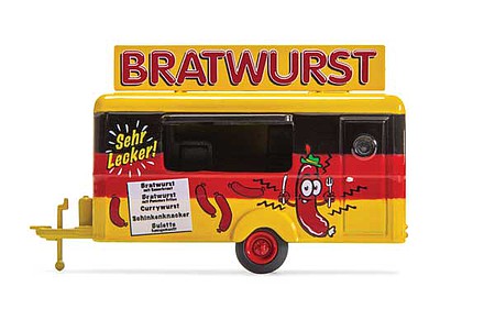William Tell HC5001 HO Scale Concession Trailer - Assembled -- Bratwurst (yellow, black, red; German Lettering)