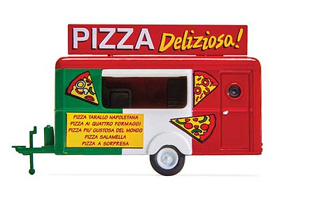 William Tell HC5002 HO Scale Concession Trailer - Assembled -- Pizza (green, white, red; Italian Lettering)