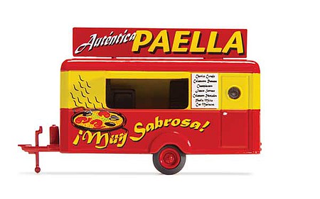 William Tell HC5003 HO Scale Concession Trailer - Assembled -- Paella (red, yellow; Spanish Lettering)