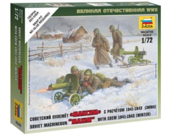 Zvezda 6220 1/72 WWII Soviet Maxim Machine Gun (2) w/4 Crew 1941-43 (Snap)
